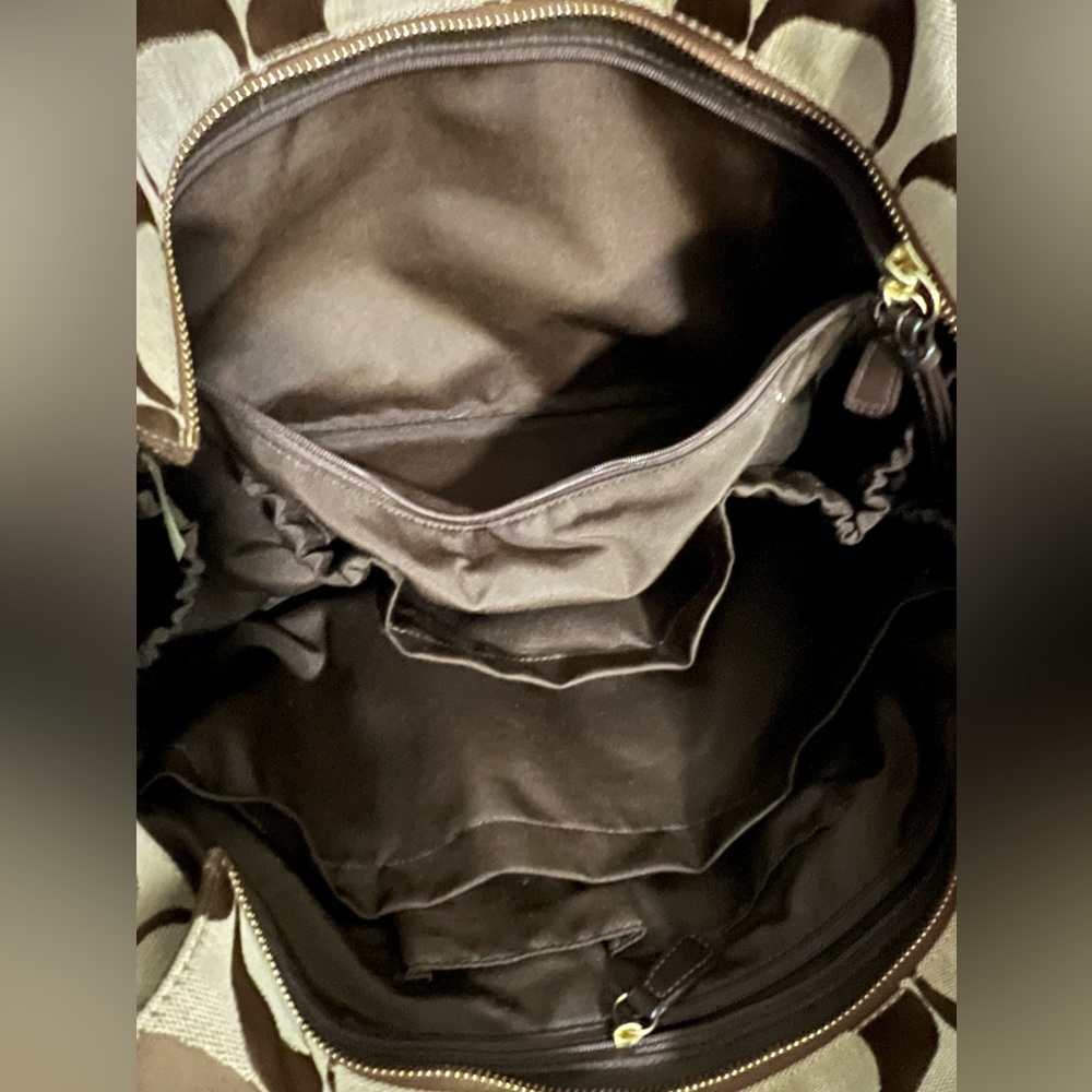 Coach Signature Brown/Tan Shoulder Multi-Purpose or Diaper Bag - Picture 5 of 16